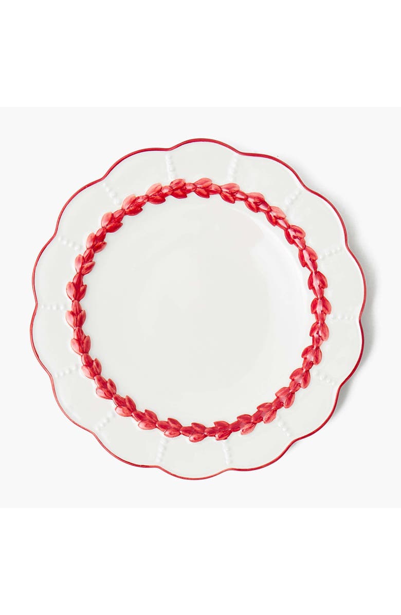 Mrs. Alice Red Laurel Dinner Plate, Main, color, Red