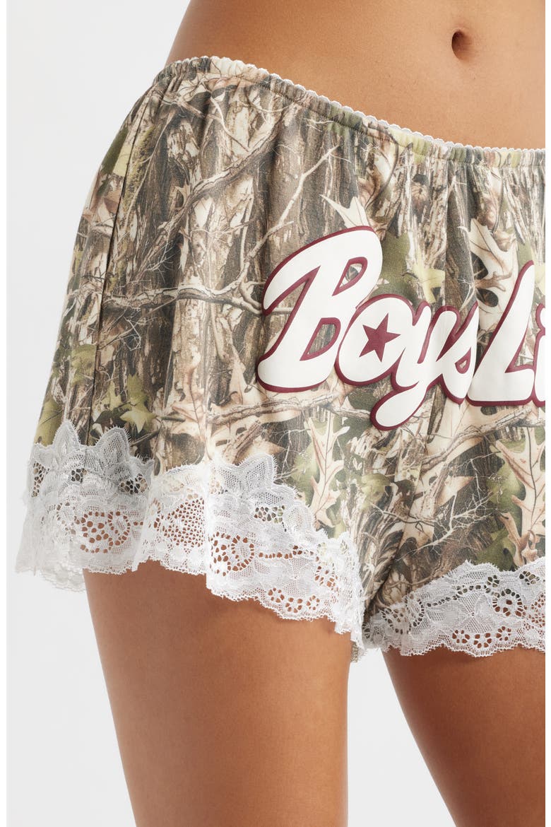 Starlight Camo Lace Trim Shorts, Alternate, color, MULTI