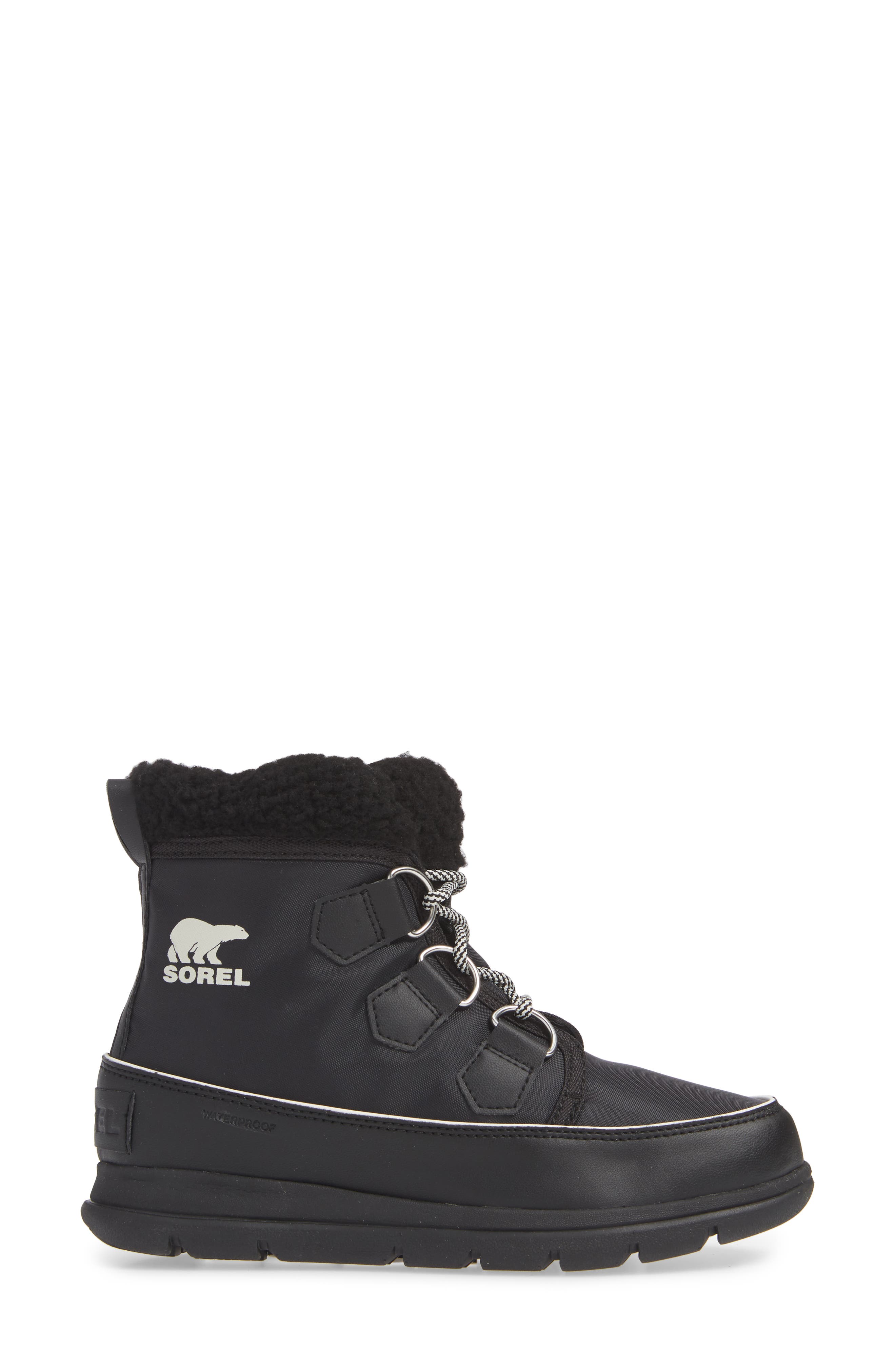 Explorer Carnival Waterproof Boot with Faux Fur Collar, Alternate, color, BLACK/ SEA SALT