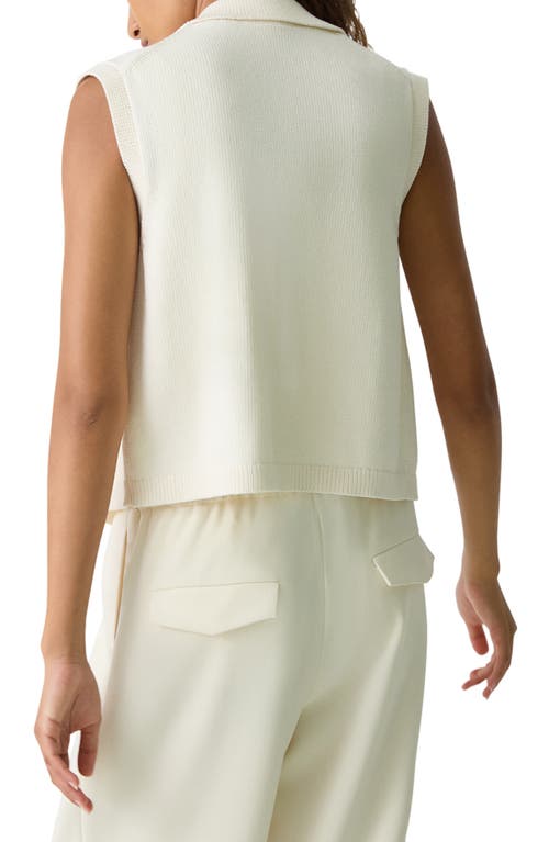 Theory Stretch Cotton Blend Zip Sweater Vest In Natural