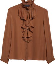 Nili Lotan Lily Ruffle Silk Shirt