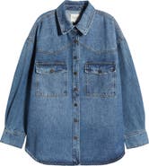 HIDDEN JEANS Oversize Western Denim Button-Up Shirt