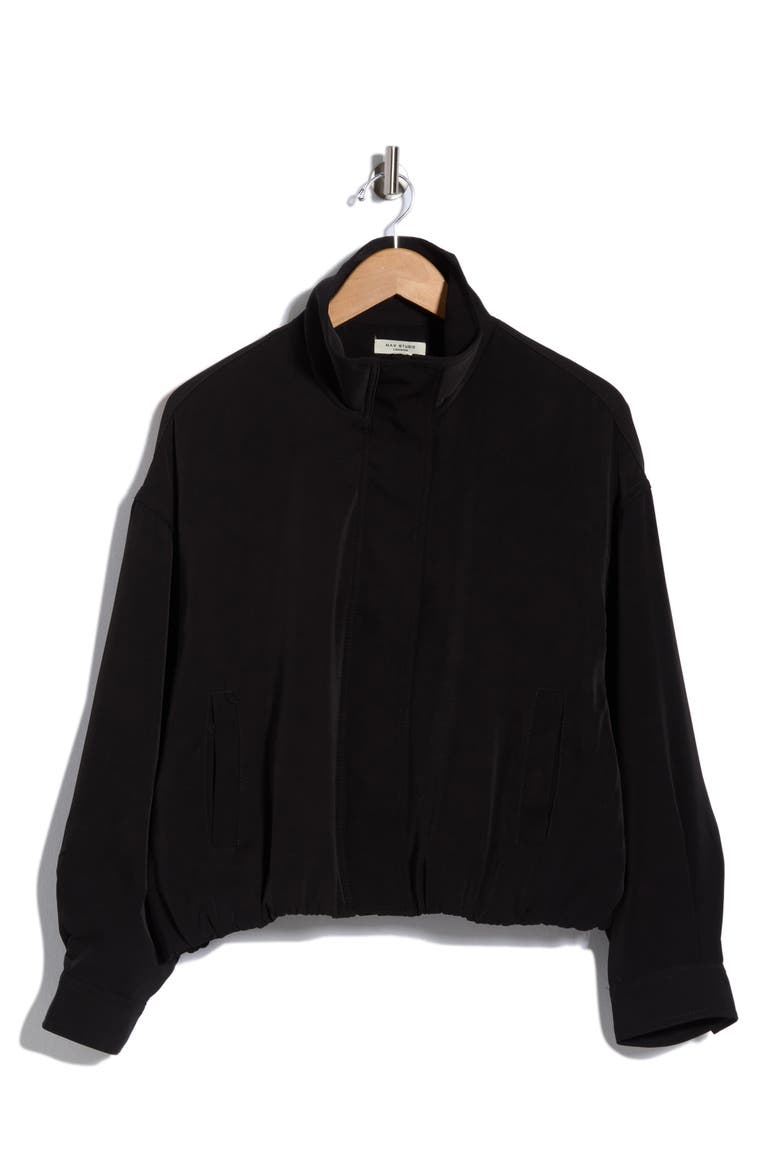 Bubble Hem Bomber Jacket, Alternate, color, BLACK