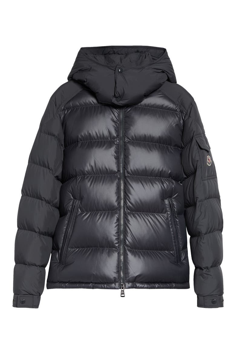 Maya Lacquered Nylon Down Jacket, Main, color, BLACK LAVA