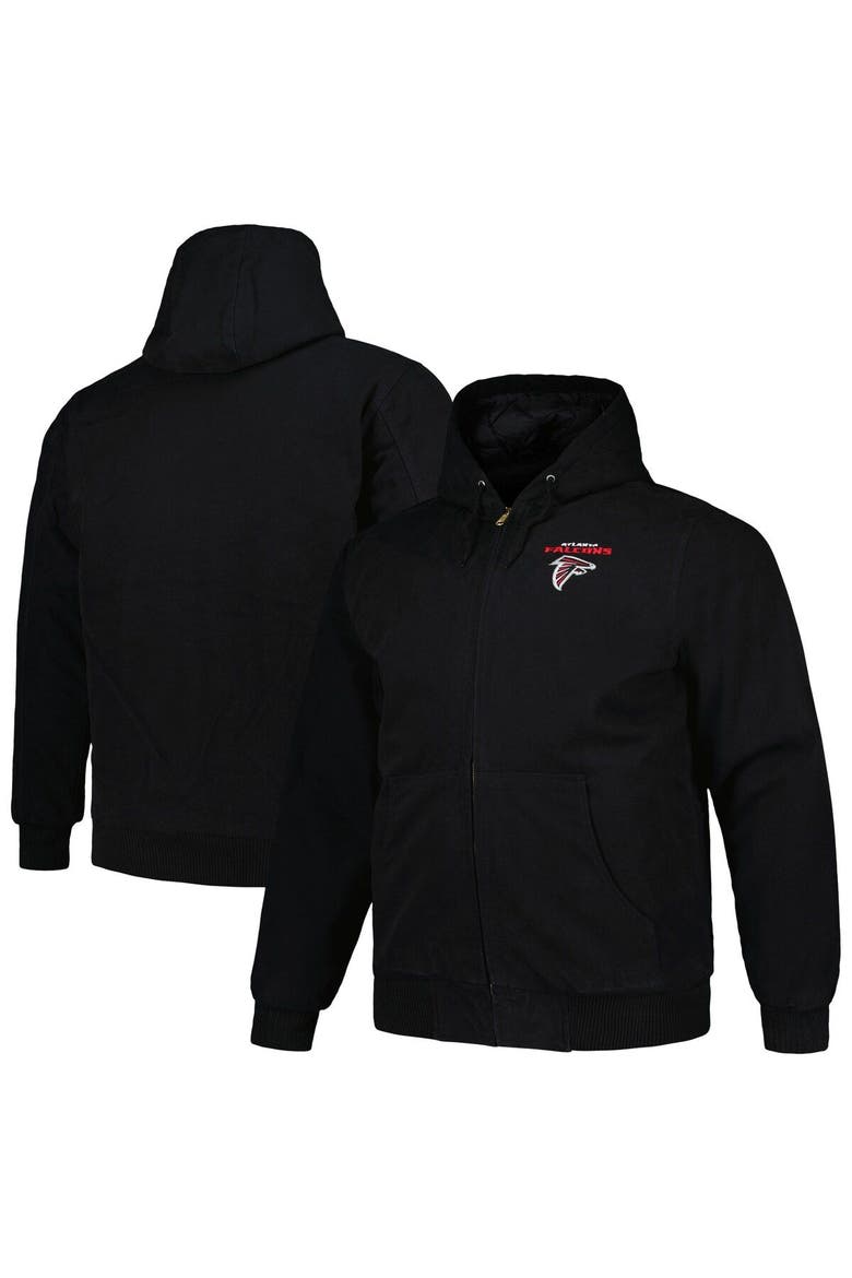 Men's Dunbrooke Black Atlanta Falcons Big & Tall Dakota Canvas Hoodie Full-Zip Jacket, Main, color, Black