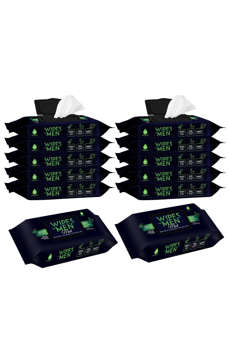 PURSONIC 12 Pack of Flushable Man Wipes, Main, color, Black