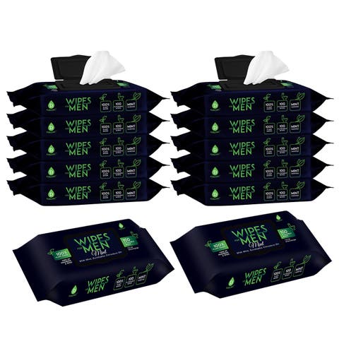 12 Pack of Flushable Man Wipes (1200 Mint Scented Wipes)