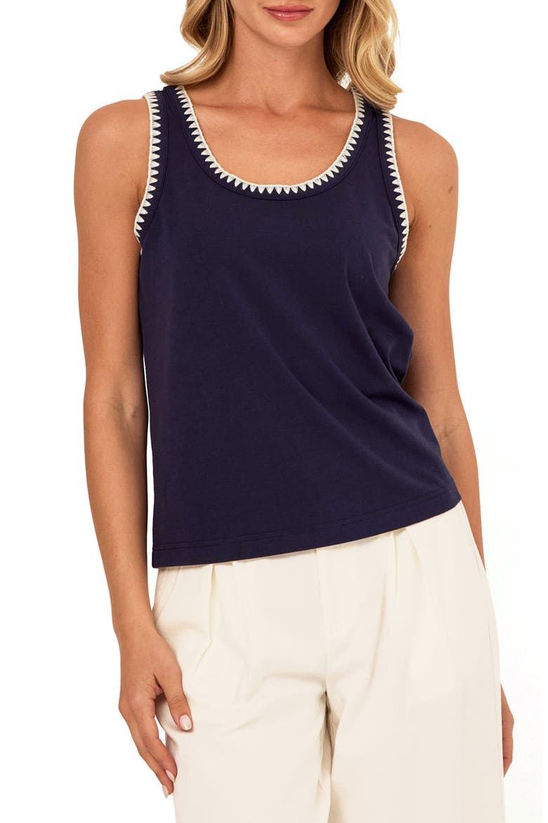 Genevieve Contrast Trim Tank, Main, color, STARGAZER
