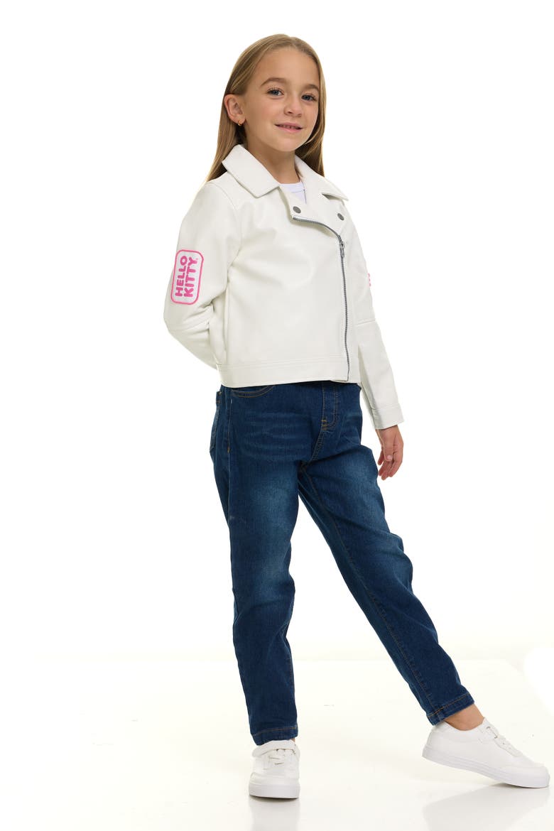 Zip-Up Leather Jacket, Alternate, color, Hello Kitty White