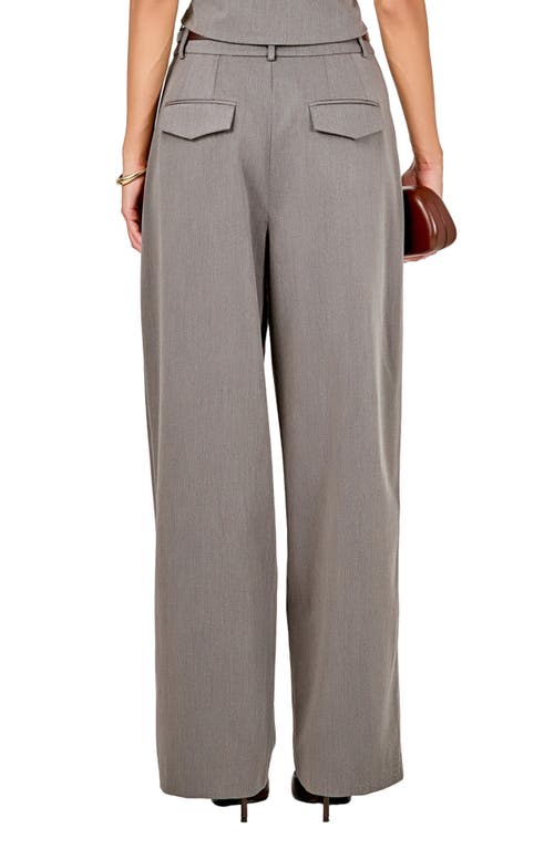Endless Rose Pleat Front Wide Leg Pants In Gray