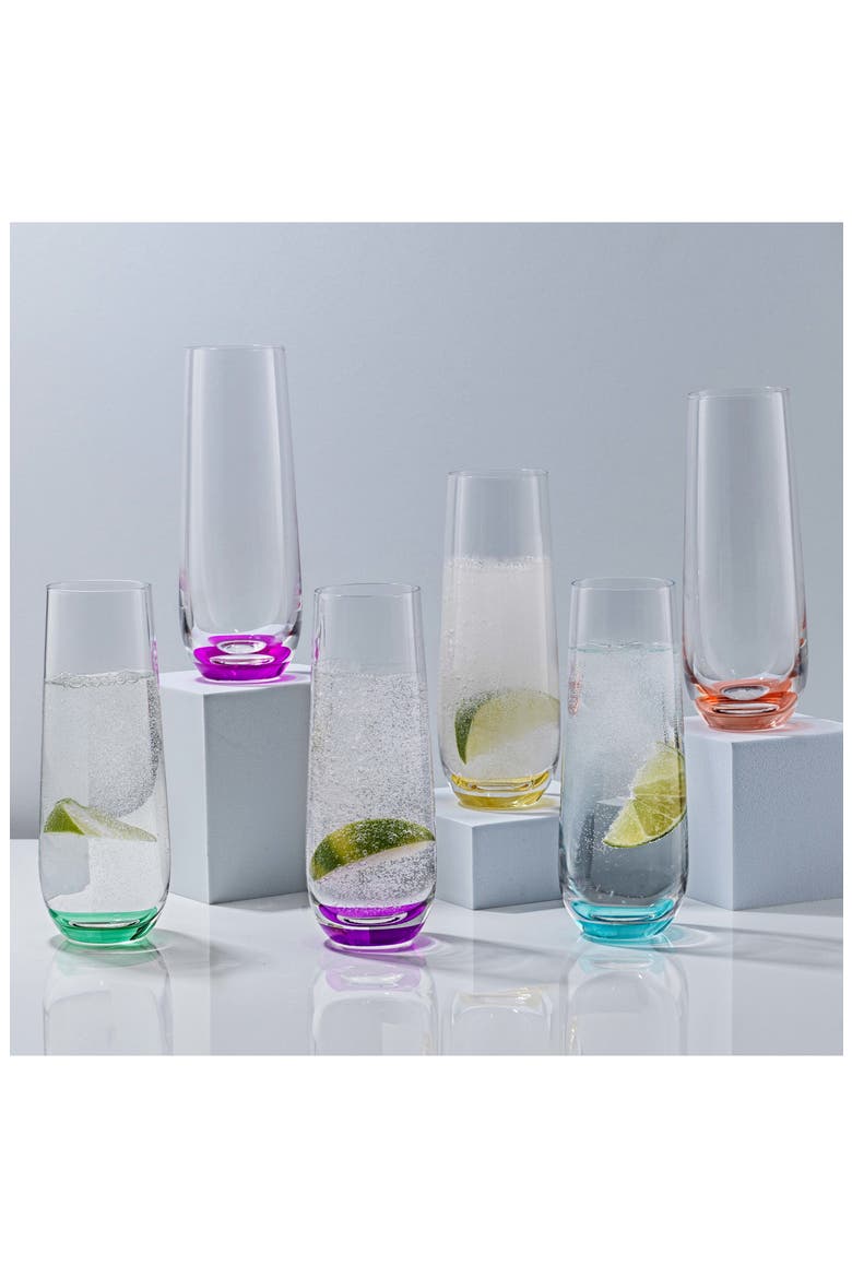 Hue Colored Stemless Champagne Glass - Set of 6, Alternate, color, MULTI