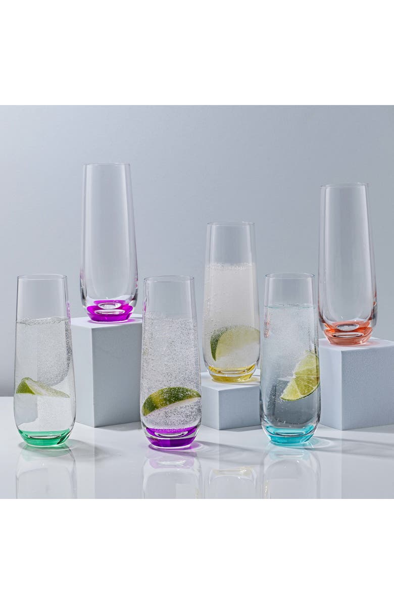 JoyJolt Hue Colored Stemless Champagne Glass - Set of 6, Alternate, color, Multi