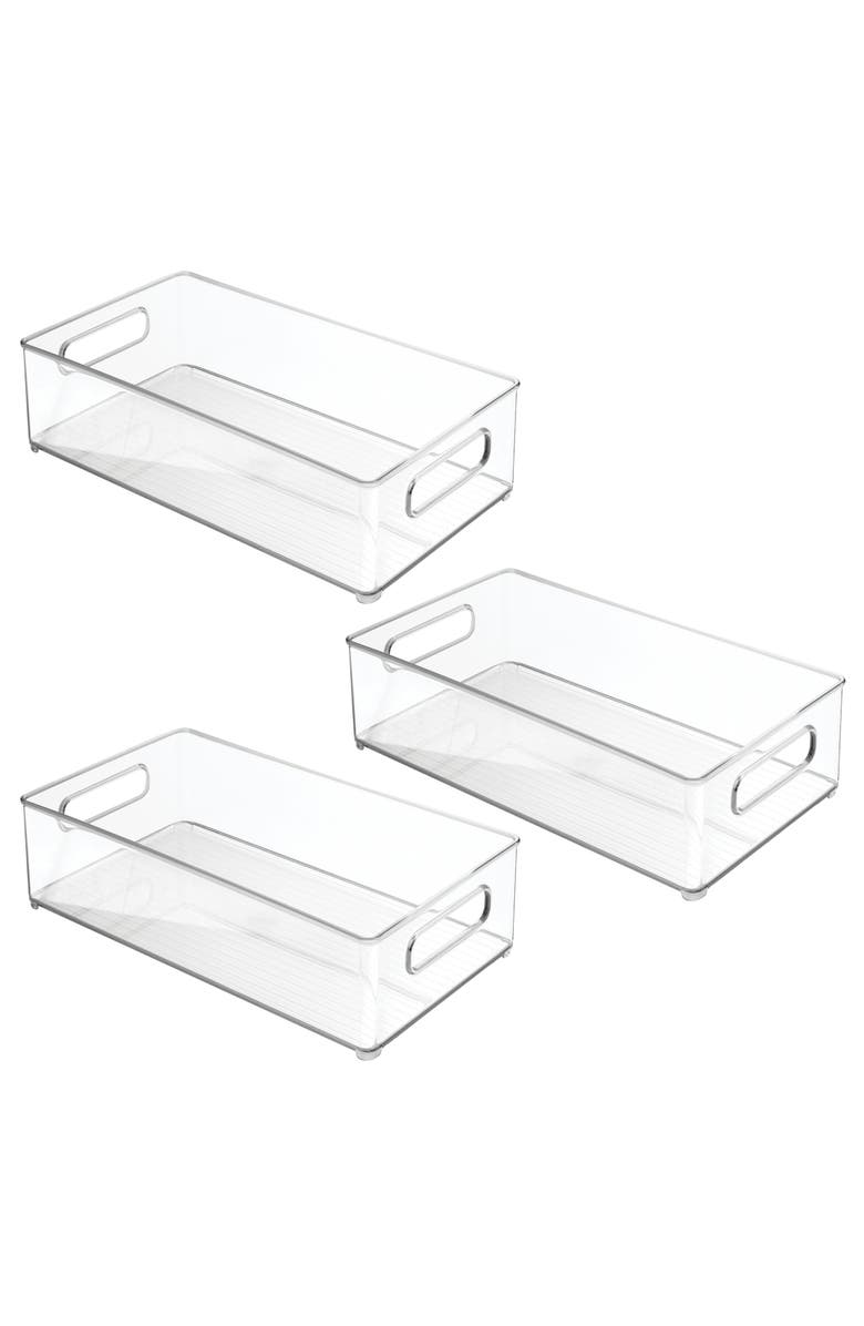 iDesign Stackable Fridge Bin - Kitchen Storage Bin for Pantry, Cabinets, or Fridge, Set of 6, Clear, Alternate, color,