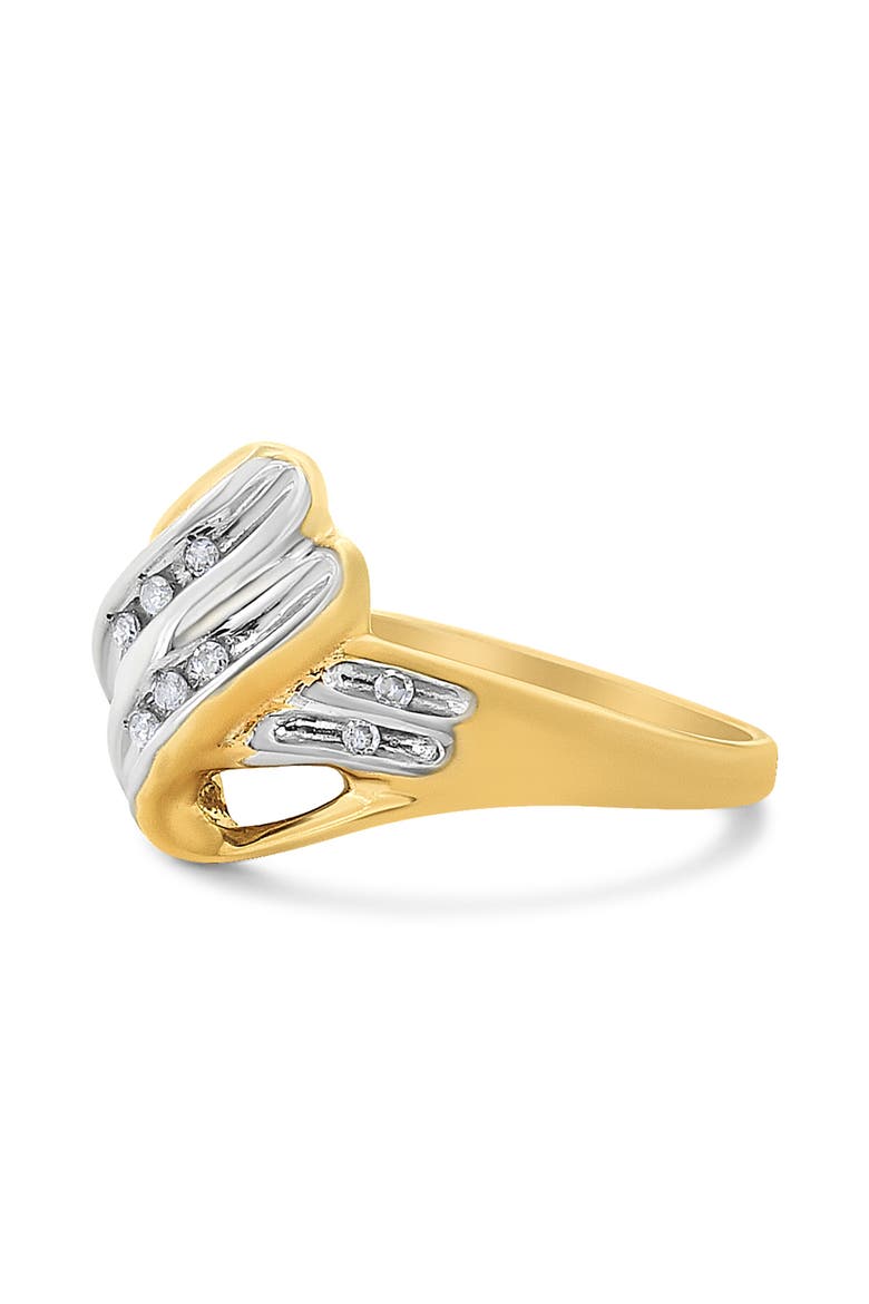 10K Yellow and White Gold 1/15 Cttw Diamond Bypass Ring, Alternate, color, Yellow