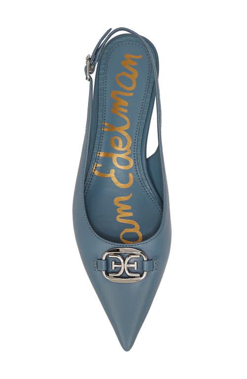 Sam Edelman Aggie Pointed Toe Slingback Flat In Dark Coastal Blue
