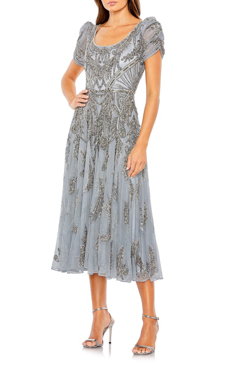 Mac Duggal Beaded Cocktail Midi Dress, Main, color,