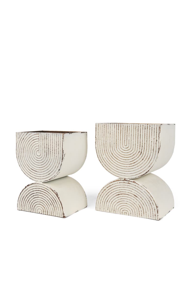 Medina Set of 2 Tall Metal Planters, Main, color, White