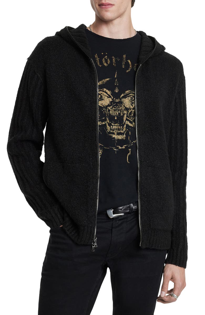 John Varvatos Catherine Hooded Cashmere Zip Cardigan, Main, color, 