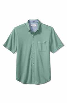 San Lucio Lotus Happy Hour IslandZone® Short Sleeve Cotton Blend Button-Up Shirt