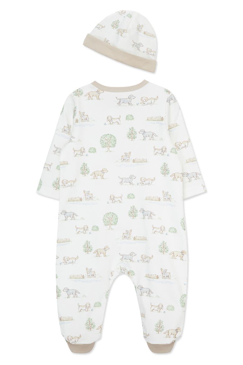 Puppy Park Cotton Footie & Hat Set, Alternate, color, IVORY
