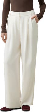 Lilysilk Silk Crepe Pleated Straight Trousers