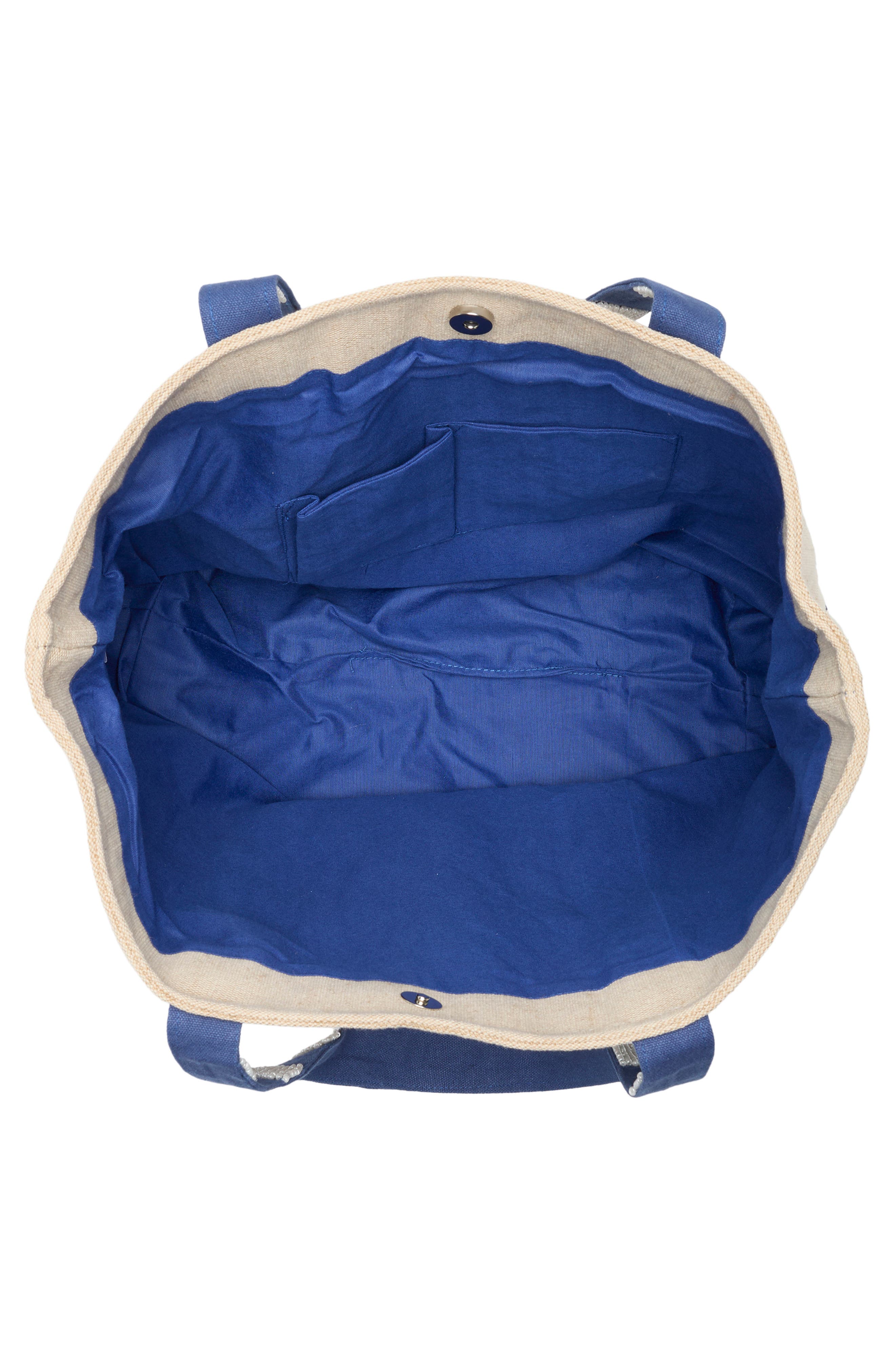 Collection XIIX Lobster Beaded Canvas Tote, Alternate, color, Blue