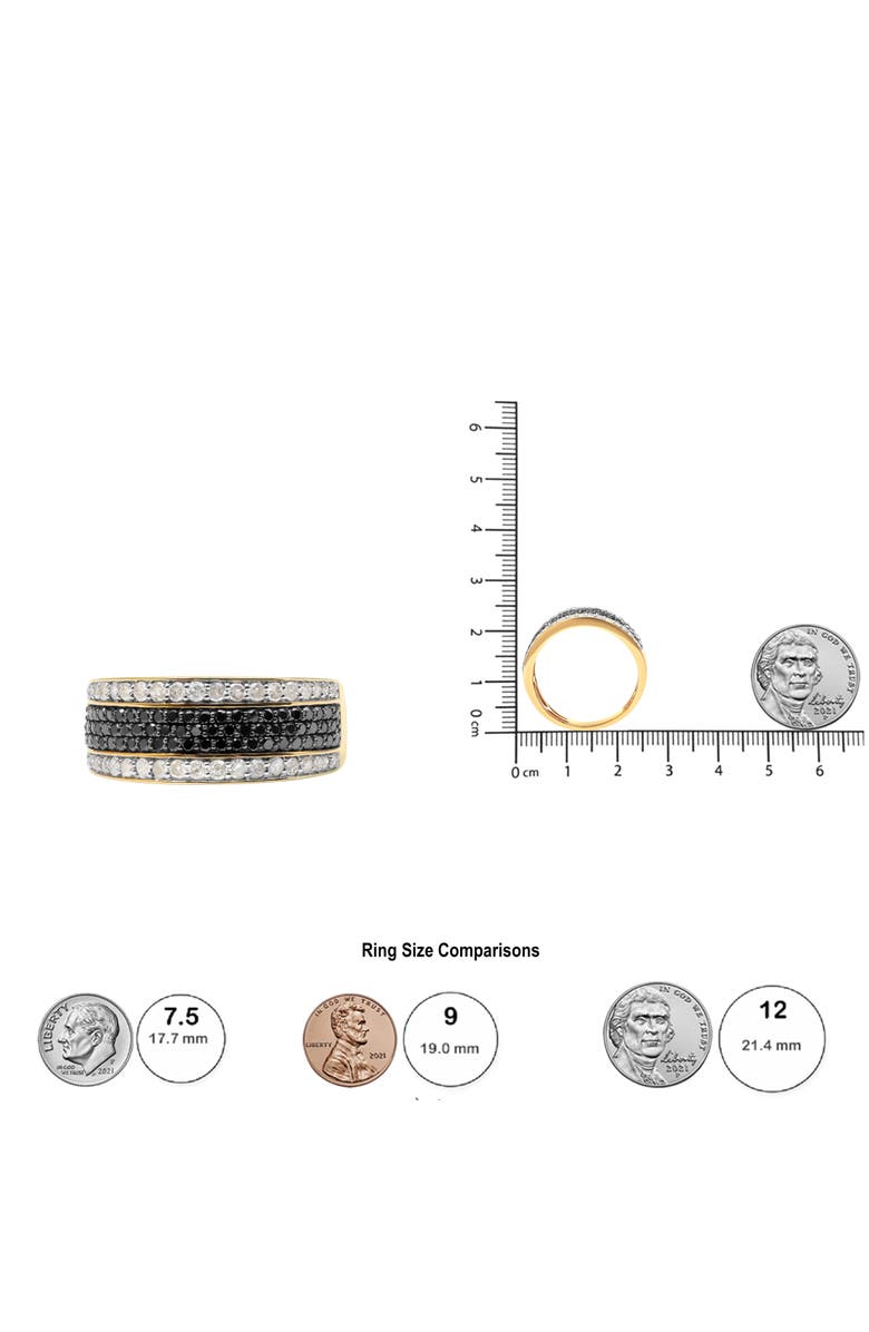 Haus of Brilliance 14K Yellow Gold Plated Silver 1 1/4 Cttw White and Black Diamond Multi Row Band, Alternate, color, Yellow Gold Over Silver