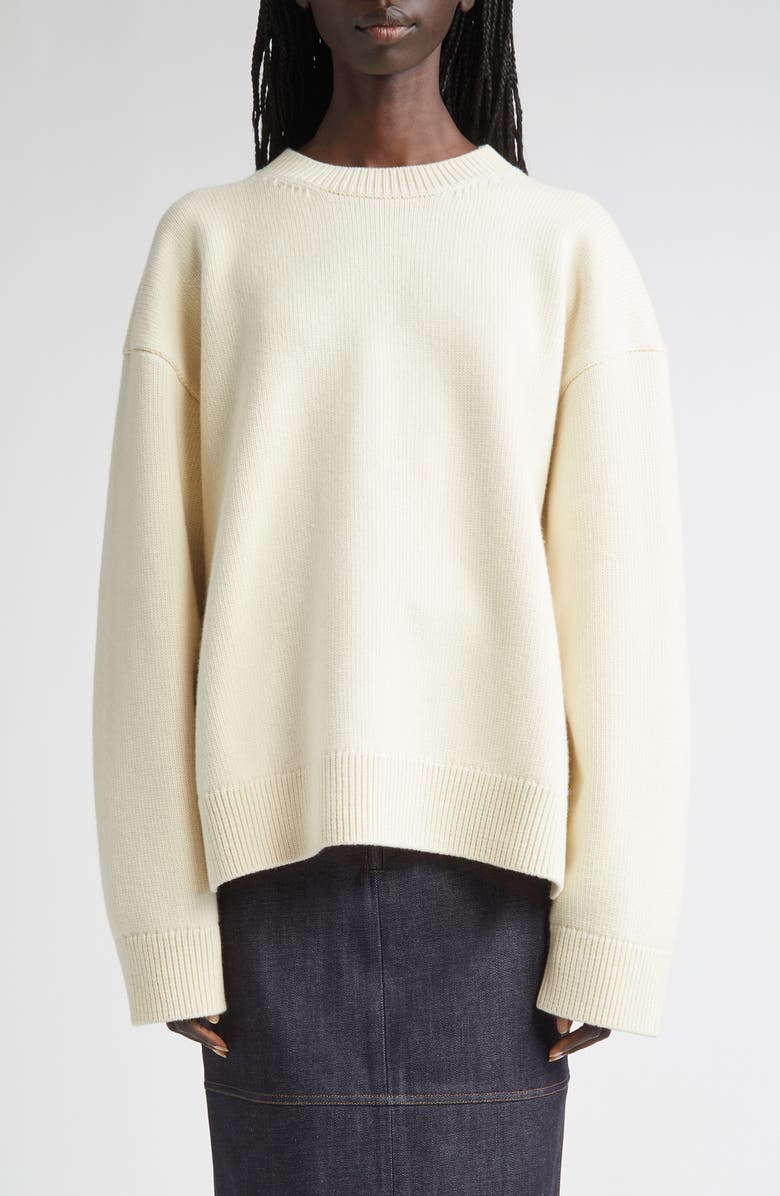 Jil Sander Classic Virgin Wool Blend Sweater, Main, color, Natural