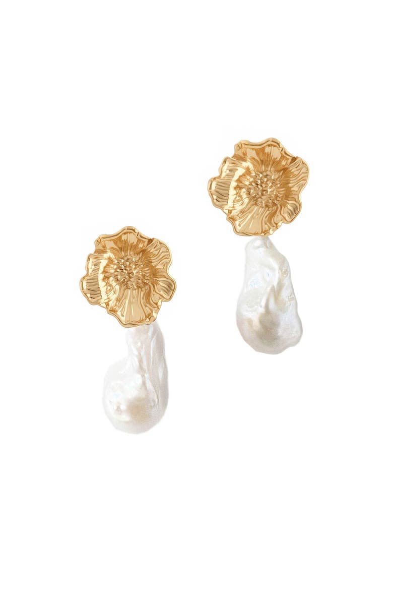 Astor & Orion Poppy Baroque Pearl Drops, Main, color, Gold