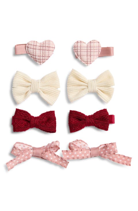 Kids' 8-Pack Bow & Heart Hair Clips