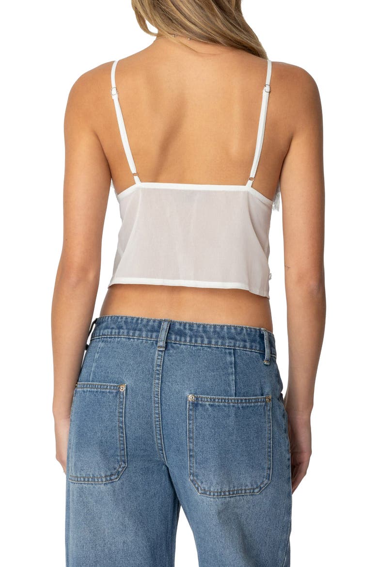 Ruffle Babydoll Crop Top, Alternate, color, WHITE