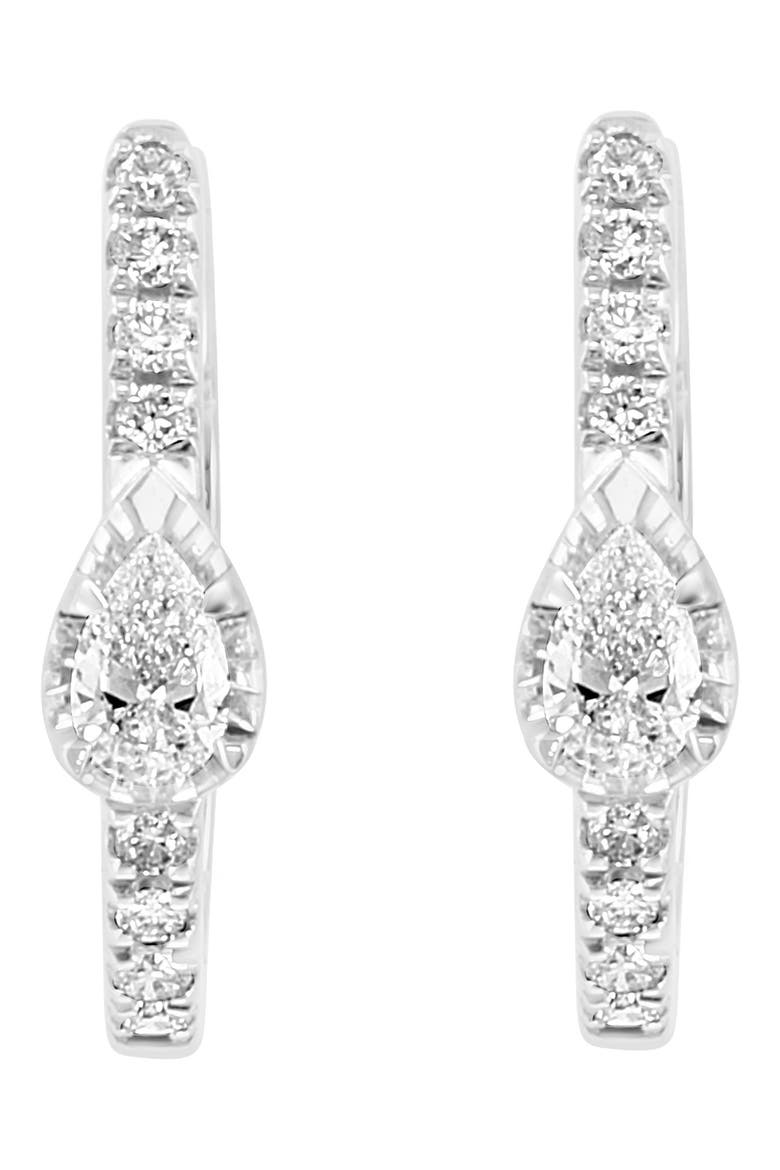 14K White Gold Diamond Huggie Hoop Earrings - 0.25ct., Alternate, color, WHITE GOLD