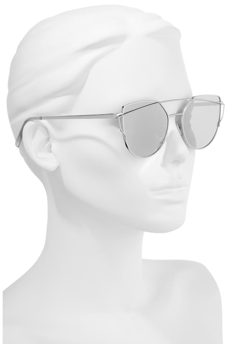 51mm Thin Brow Angular Aviator Sunglasses, Alternate, color, SILVER/ SILVER