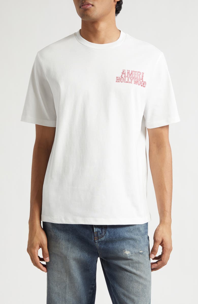 AMIRI Hollywood Oversize Logo Graphic T-Shirt, Main, color, Ivory