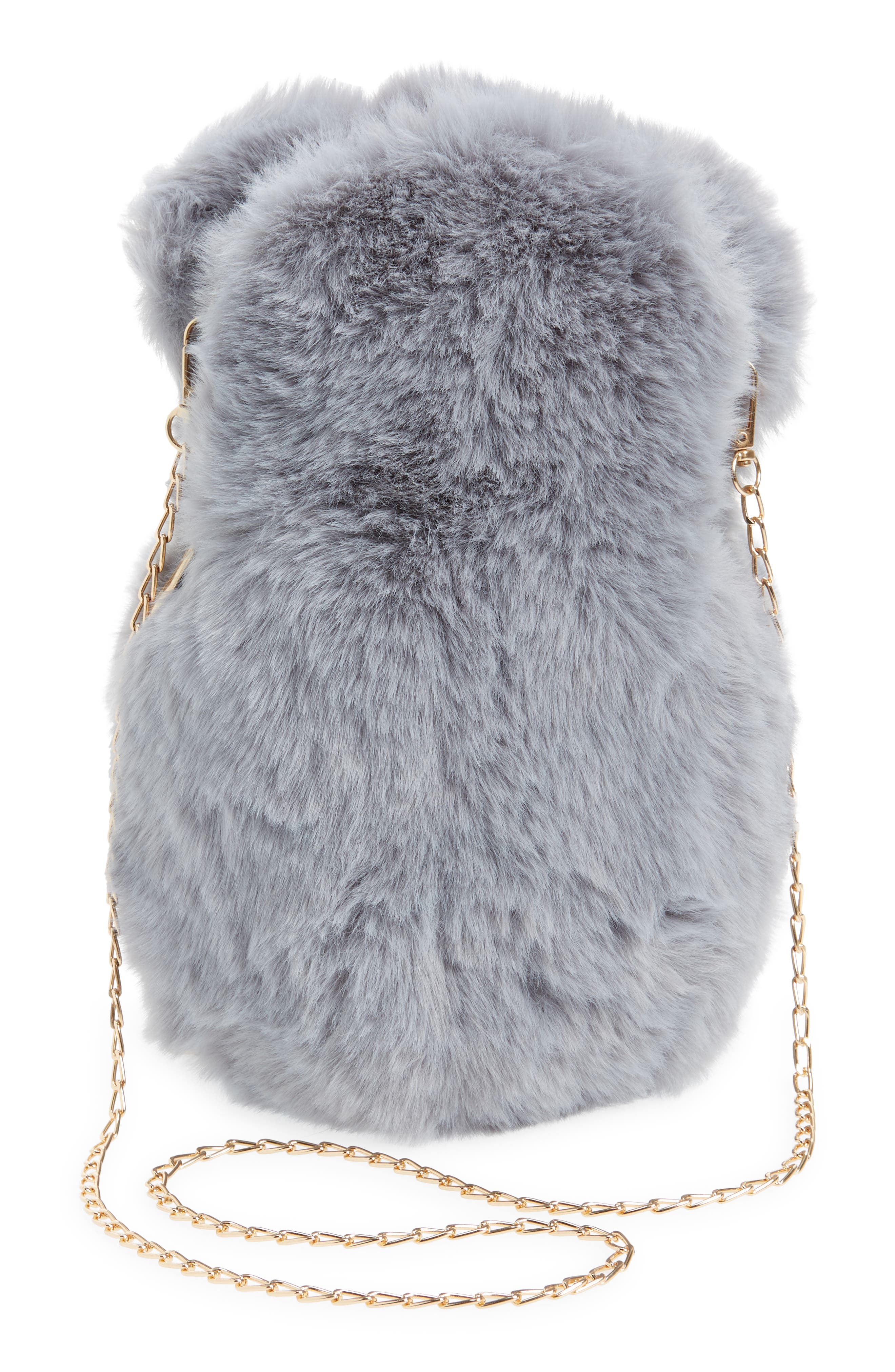 Lola + The Boys Bear Plush Faux Fur Crossbody Bag, Alternate, color, 