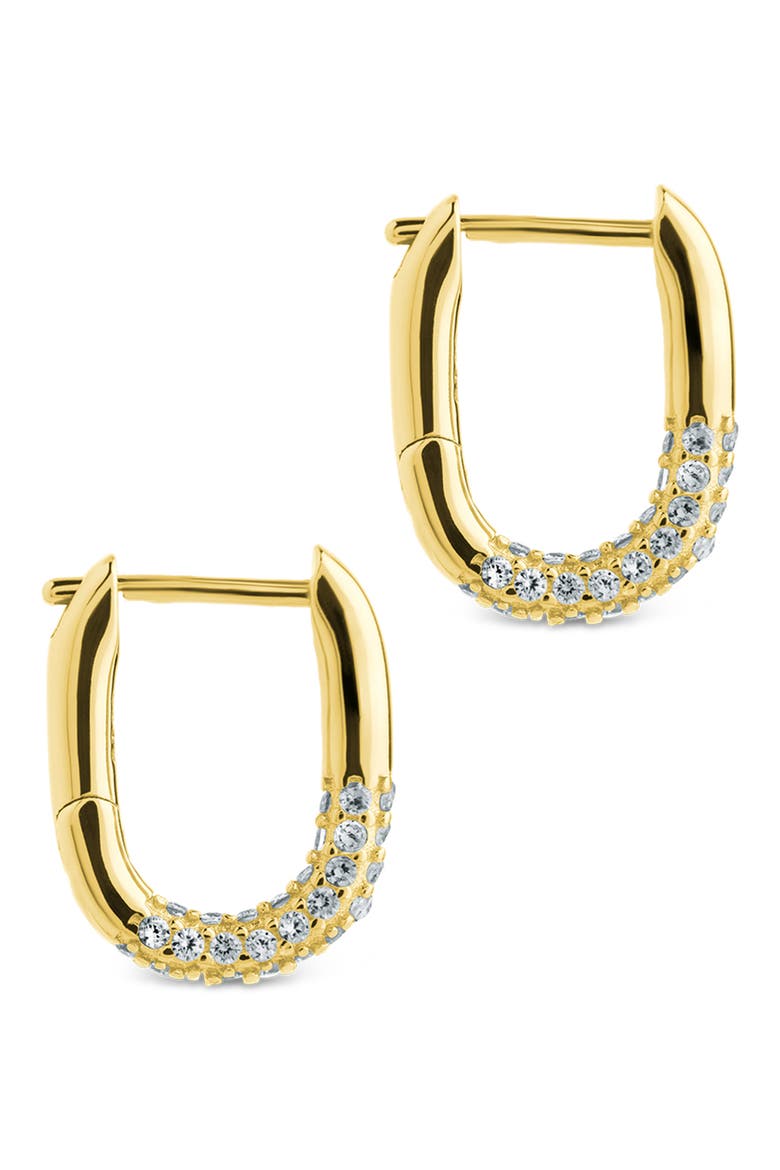 Elke Shimmer Cubic Zirconia Huggie Hoop Earrings, Alternate, color, GOLD