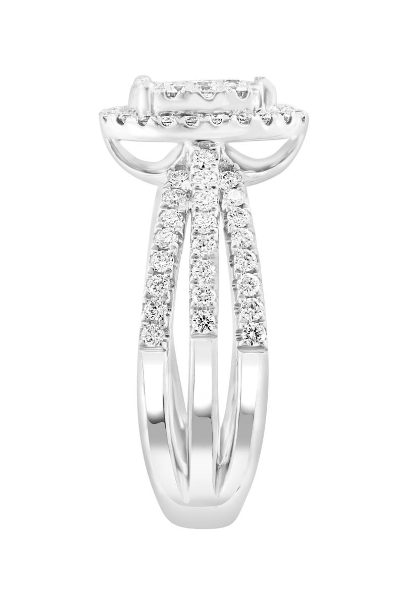 Split Shank Halo Diamond Ring in 14K White Gold, Alternate, color, Hematite and FW Blush Pearl
