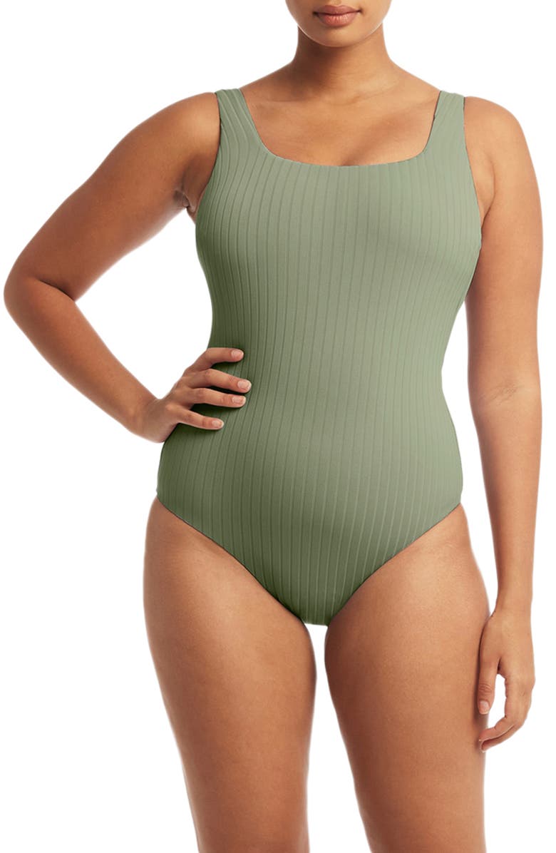Sea Level Vesper Square Neck One-Piece Swimsuit, Main, color,