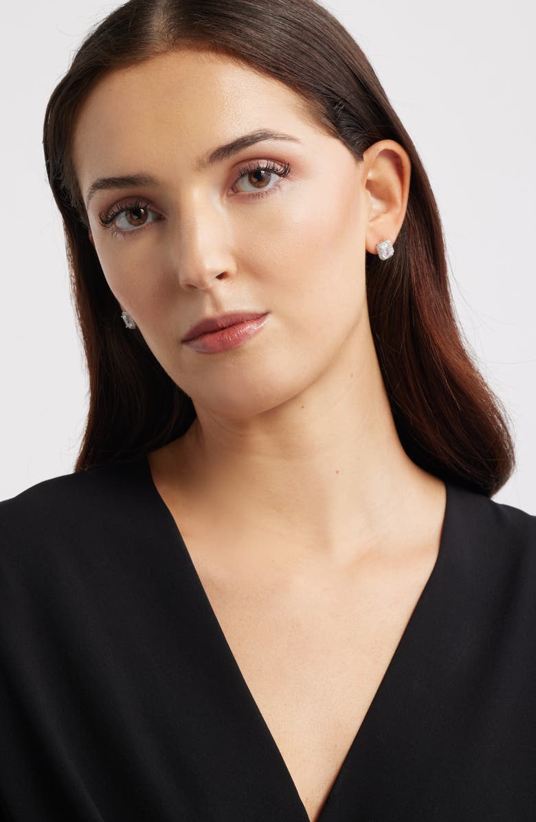 Nordstrom Cubic Zirconia Stud Earrings, Alternate, color, Platinum Plated