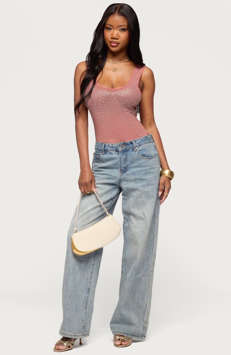 EDIKTED Angelita Embellished Mesh Tank, Alternate, color, Pink