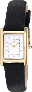PORSAMO BLEU Karolina Diamond Leather Strap Watch, 21.5mm x 30mm - 0.06 ctw