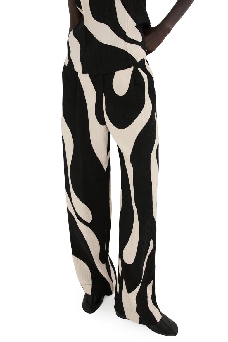 Print Straight Leg Pants, Main, color, BLACK