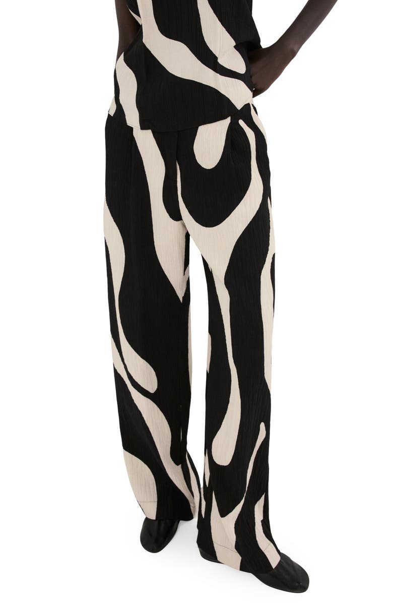 MANGO Print Straight Leg Pants, Main, color, Black