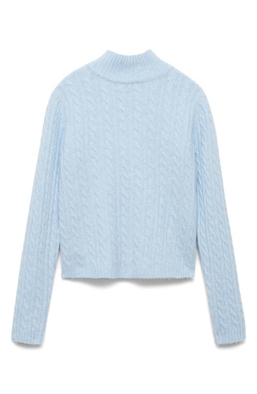 Shop Mango Seedsper Cable Stitch Sweater In Sky Blue