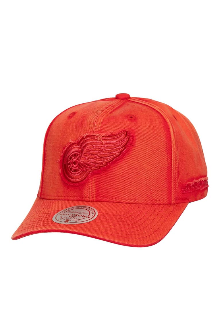 Men's Mitchell & Ness  Red Detroit Red Wings Downtown Snow Wash Pro-Crown Adjustable Hat, Main, color, Red