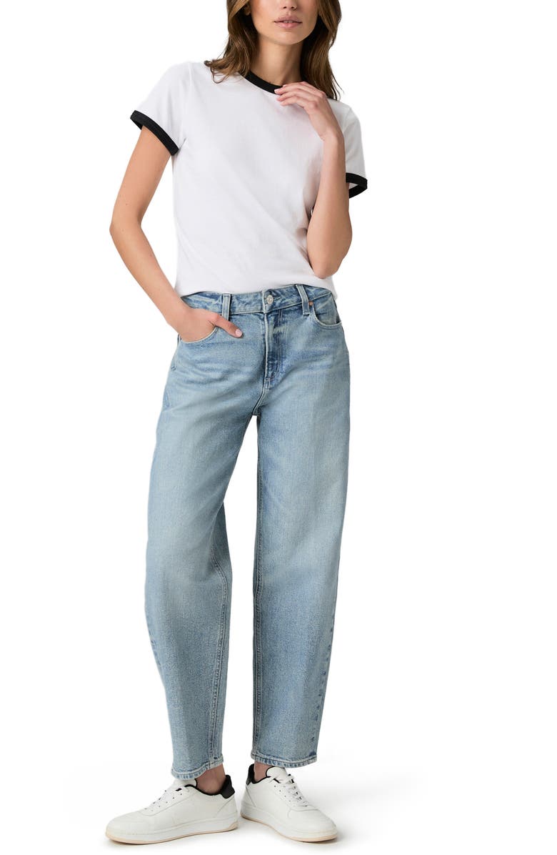 PAIGE Alexis High Waist Ankle Barrel Jeans, Alternate, color, Low Key
