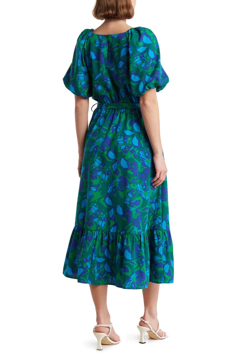 Floral Print Poplin Midi Dress, Alternate, color, GREEN MULTI