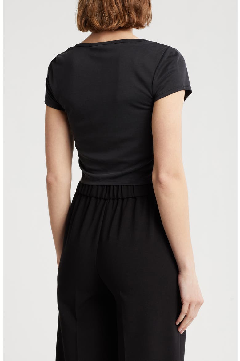 Rashia Side Ruched Crop Top, Alternate, color, BLACK