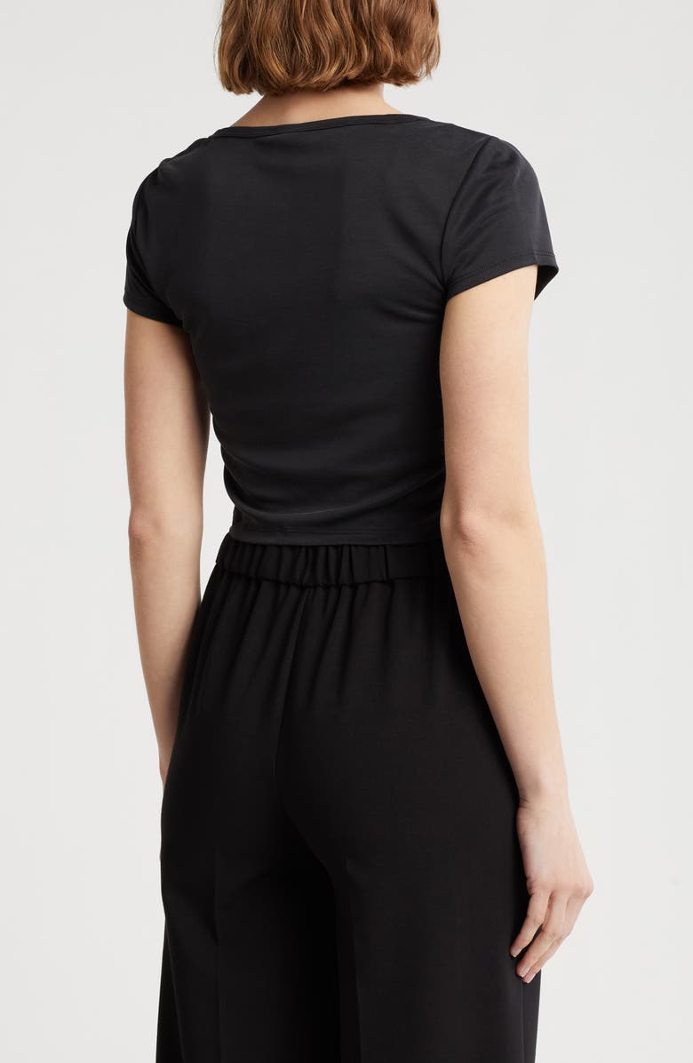 Love By Design Rashia Side Ruched Crop Top, Alternate, color, Black