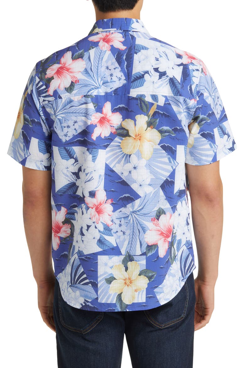Bahama Coast Collage IslandZone® Short Sleeve Button-Up Shirt, Alternate, color, DEEP ULTRAMARINE